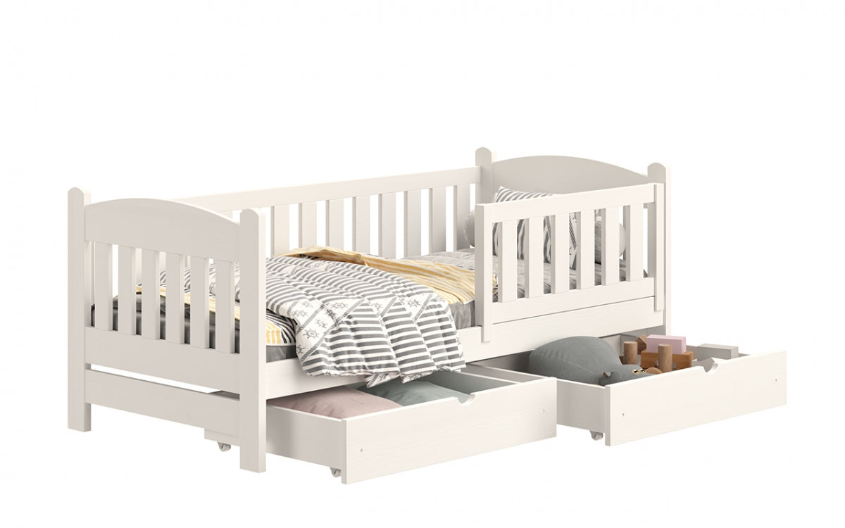 Koka bērnu gulta ar atvilktnēm ELDI 180x80 cm balts - N1 Home