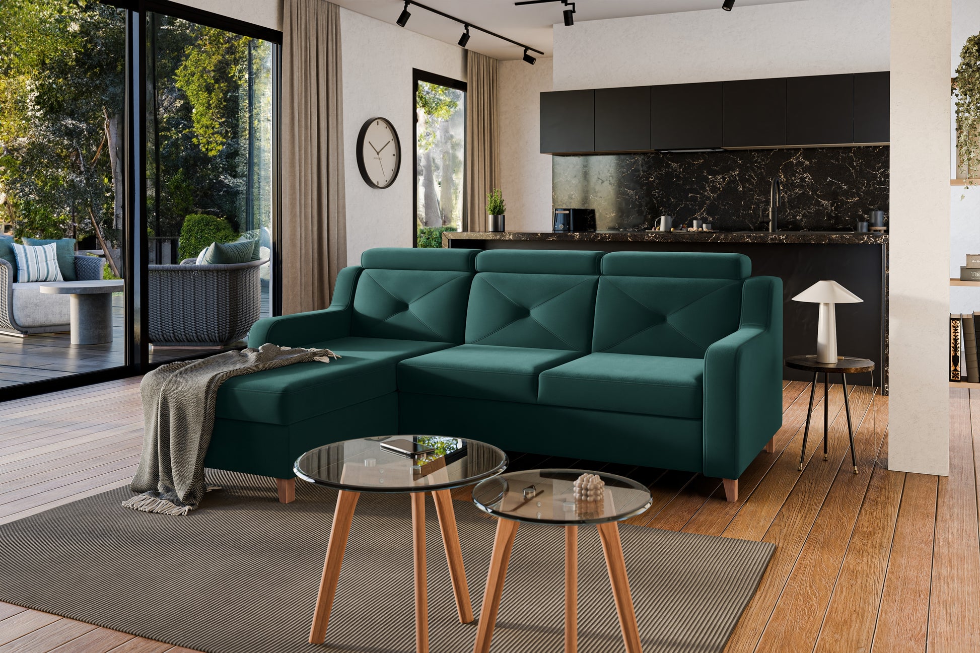 Dīvāns Laks 220/88/165 cm zaļš - N1 Home