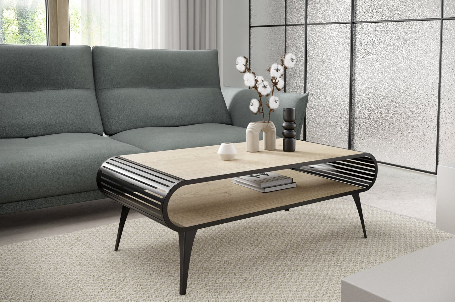 Kafijas galds Aristas 120/60/44 cm Kremona terrakota/melns - N1 Home