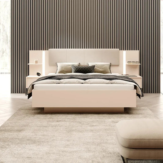 Gulta + naktsgaldiņi 3Dot 160/200 cm balts/ozols - N1 Home