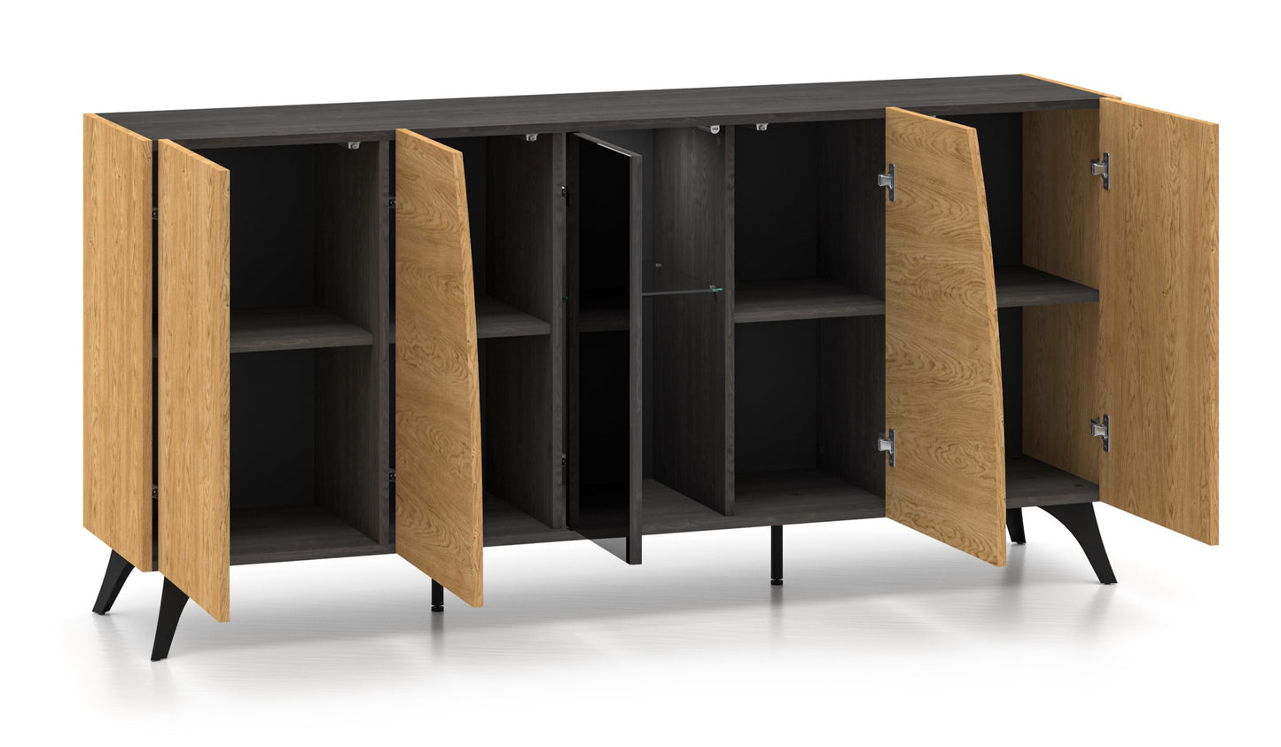 Kumode Toskana 169/82/38 cm ozols/melns