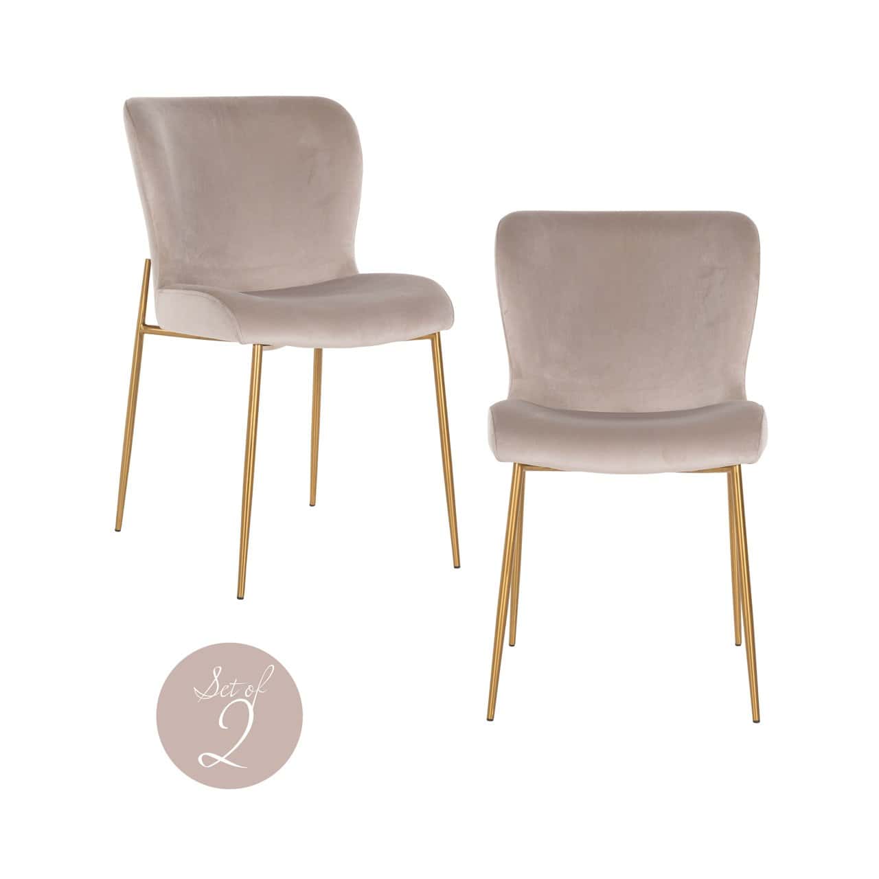 Krēsls Odessa (Set of 2) Richmond Interiors 49/85/64 cm khaki velvet fire retardant