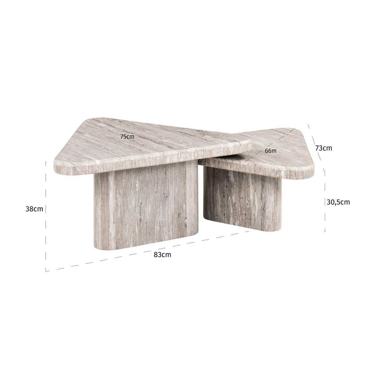 Kafijas galds Dwayne (Set of2) Richmond Interiors 38/75/83 cm sand - N1 Home