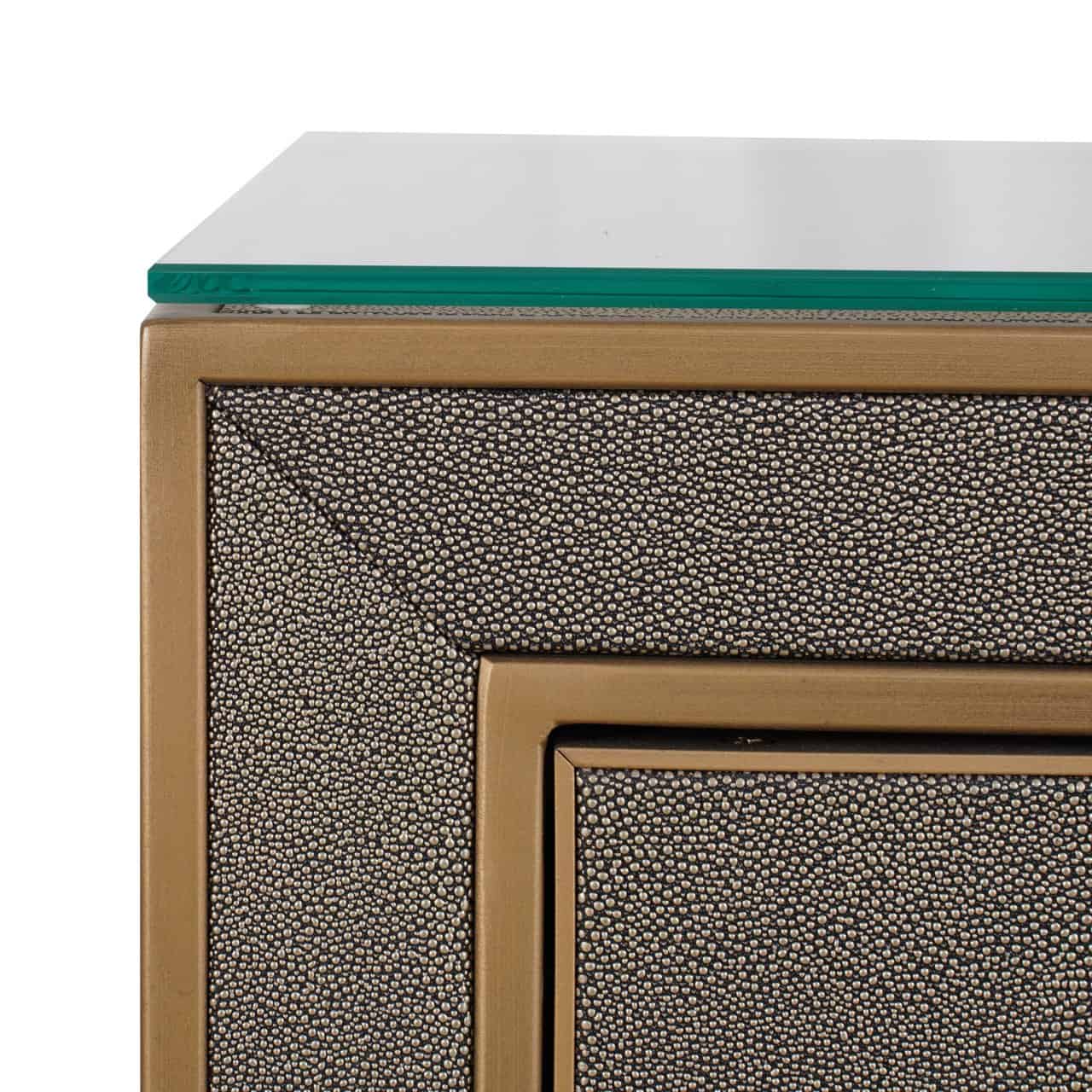 Naktsskapis Bloomville Richmond Interiors 51/66/42 cm brass shagreen incl. glass top