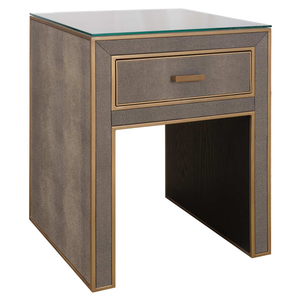 Naktsskapis Bloomville Richmond Interiors 51/66/42 cm brass shagreen incl. glass top