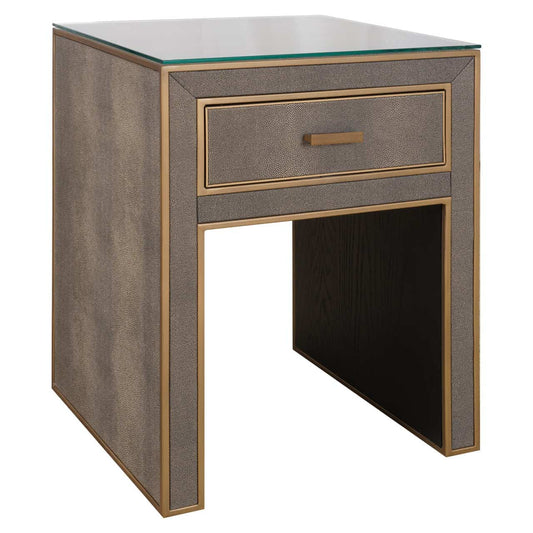 Naktsskapis Bloomville Richmond Interiors 51/66/42 cm brass shagreen incl. glass top