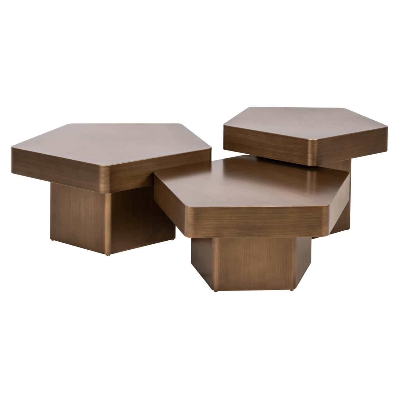 Kafijas galds Hexa (Set of 3) Richmond Interiors 75/37/75 cm zelts - N1 Home