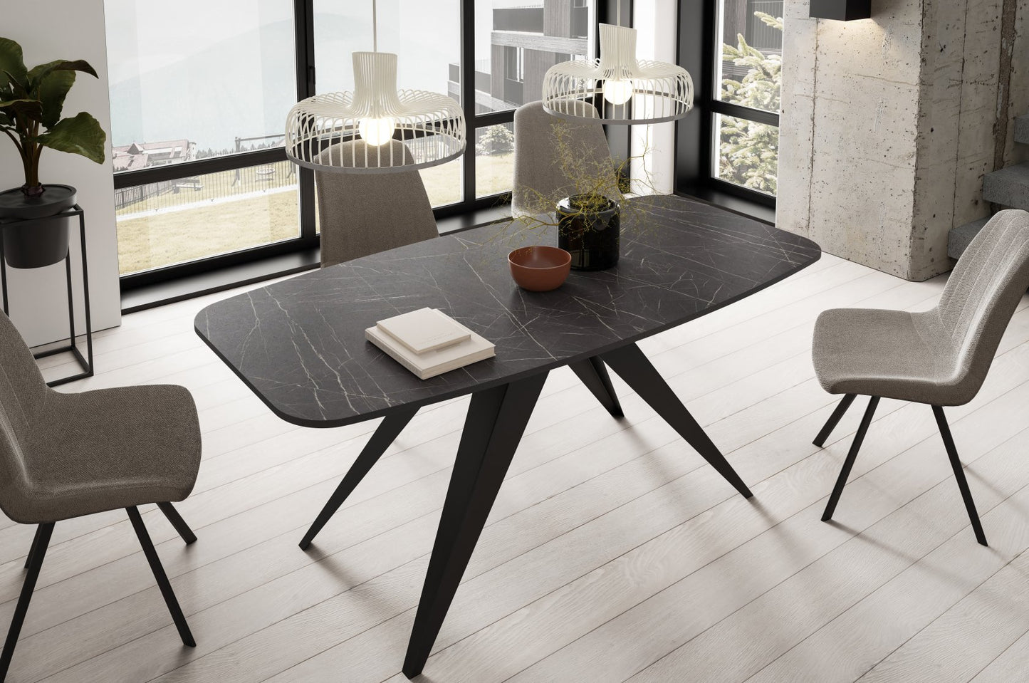 Galds Fery 76/160/80; 76/180/90 cm Truffls brūns Davos ozols/kašmirs - N1 Home