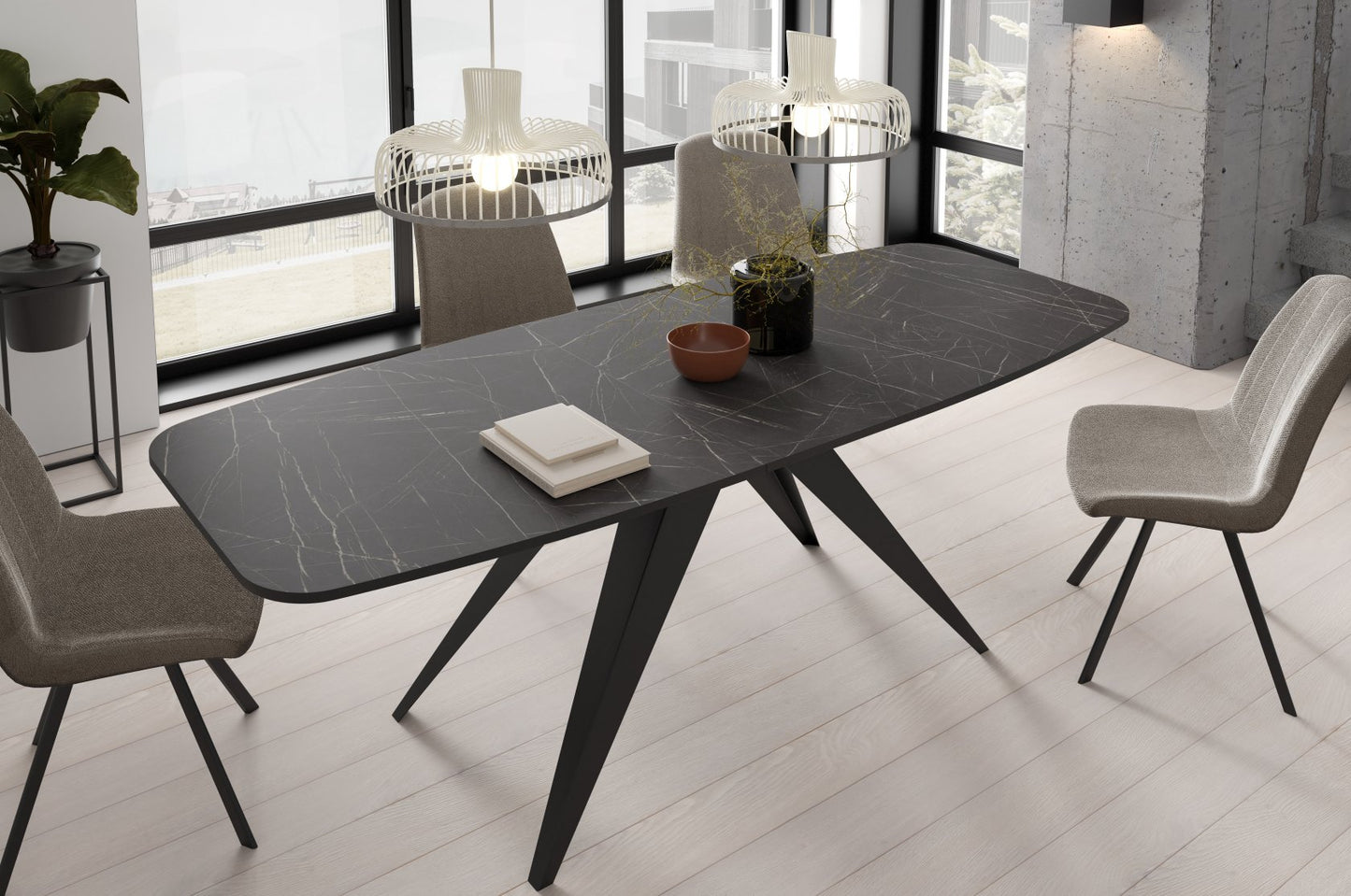 Galds Fery 76/160/80; 76/180/90 cm Truffls brūns Davos ozols/kašmirs - N1 Home