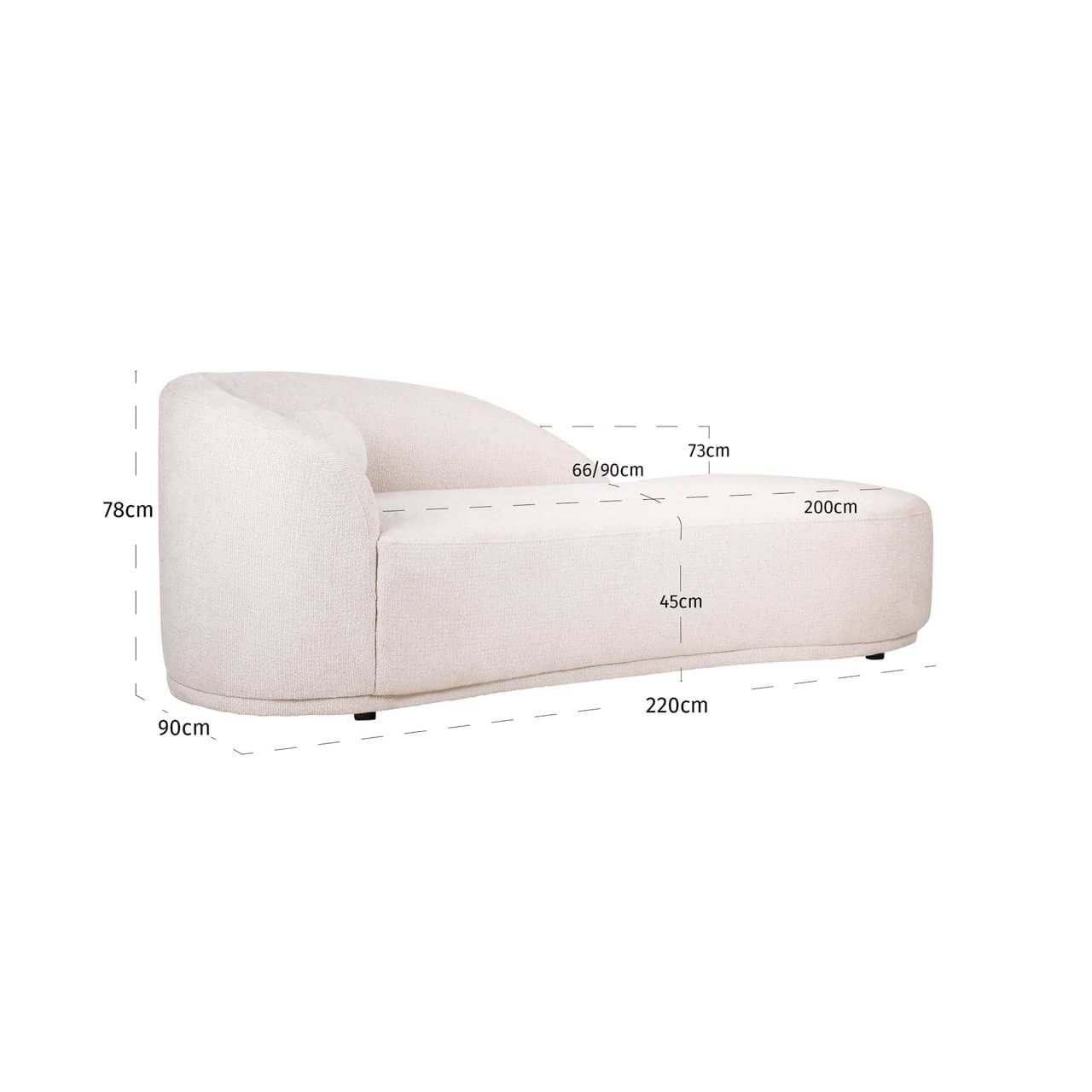 Dīvāns Emma Richmond Interiors 220/75/91 cm cream fancy chaise longue