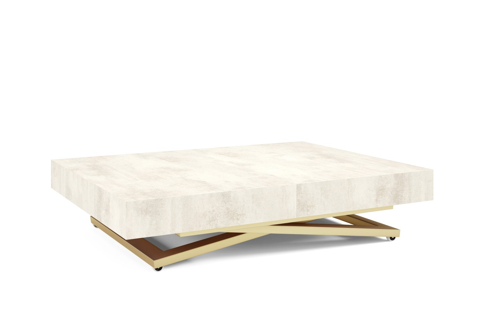 Galds Tiks U 27-80/120-200/80 cm balts hromix/zelts - N1 Home