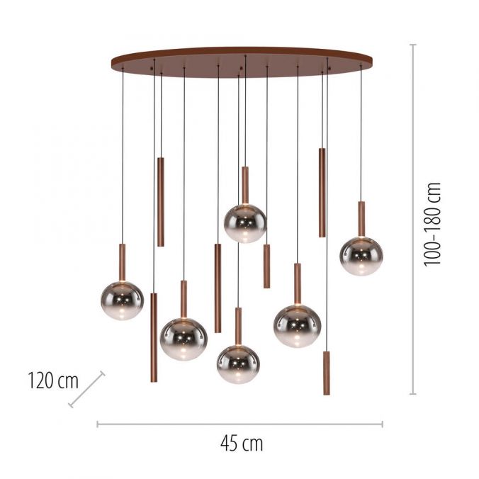 Piekaramā lampa BOWL 180/45/120 cm brūns
