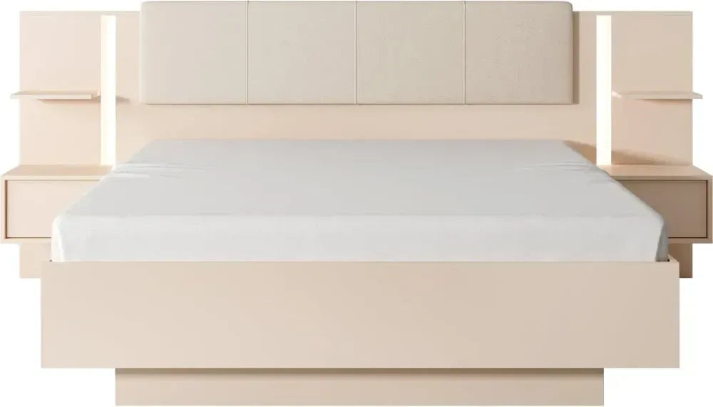 Gulta ar naktsskapitis Dasty 160/200 cm bēšs - N1 Home