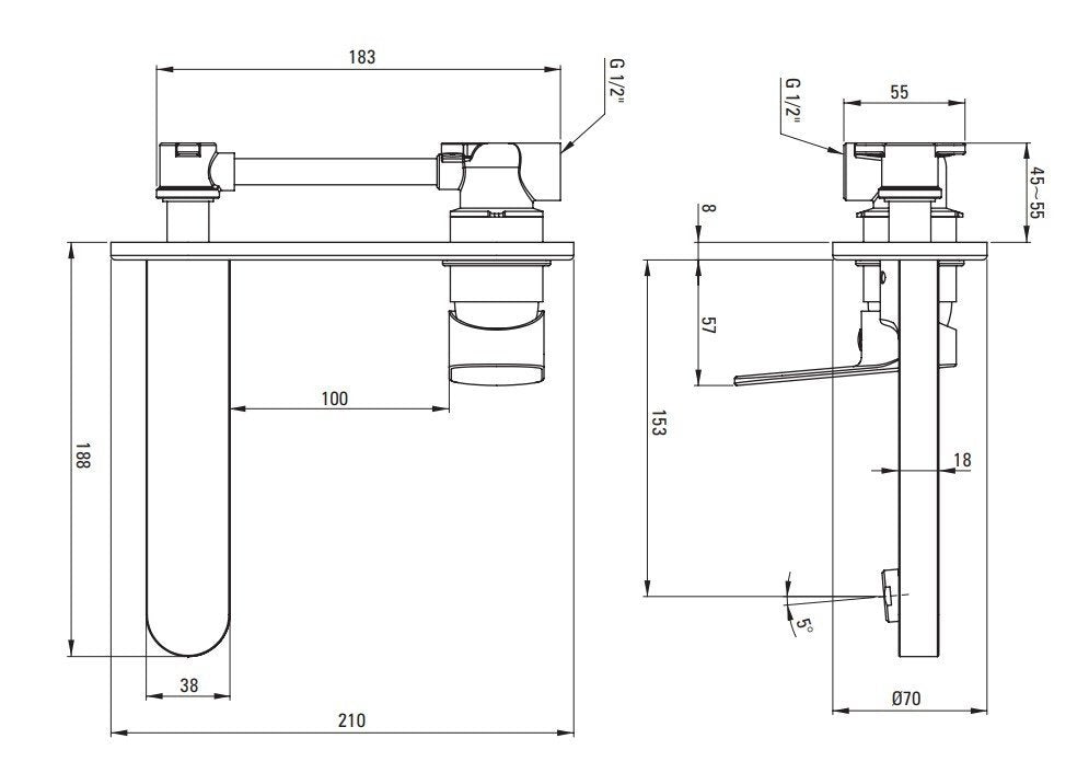 Iebūvēts izlietnes maisītājs Alpinia 188 mm nero - N1 Home