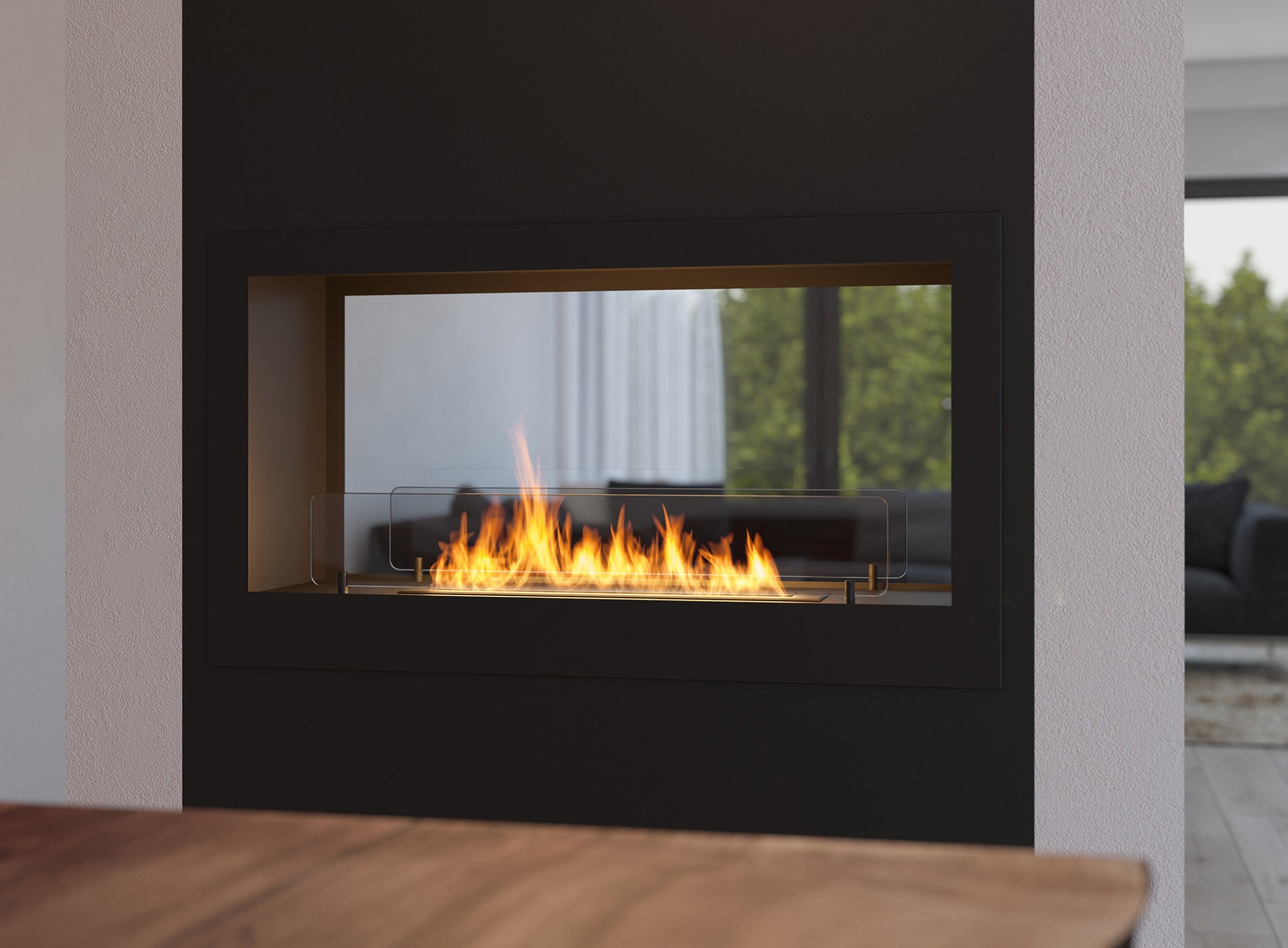 Biokamīns 2Sid 90/50/25; 120/50/25 cm melns - N1 Home