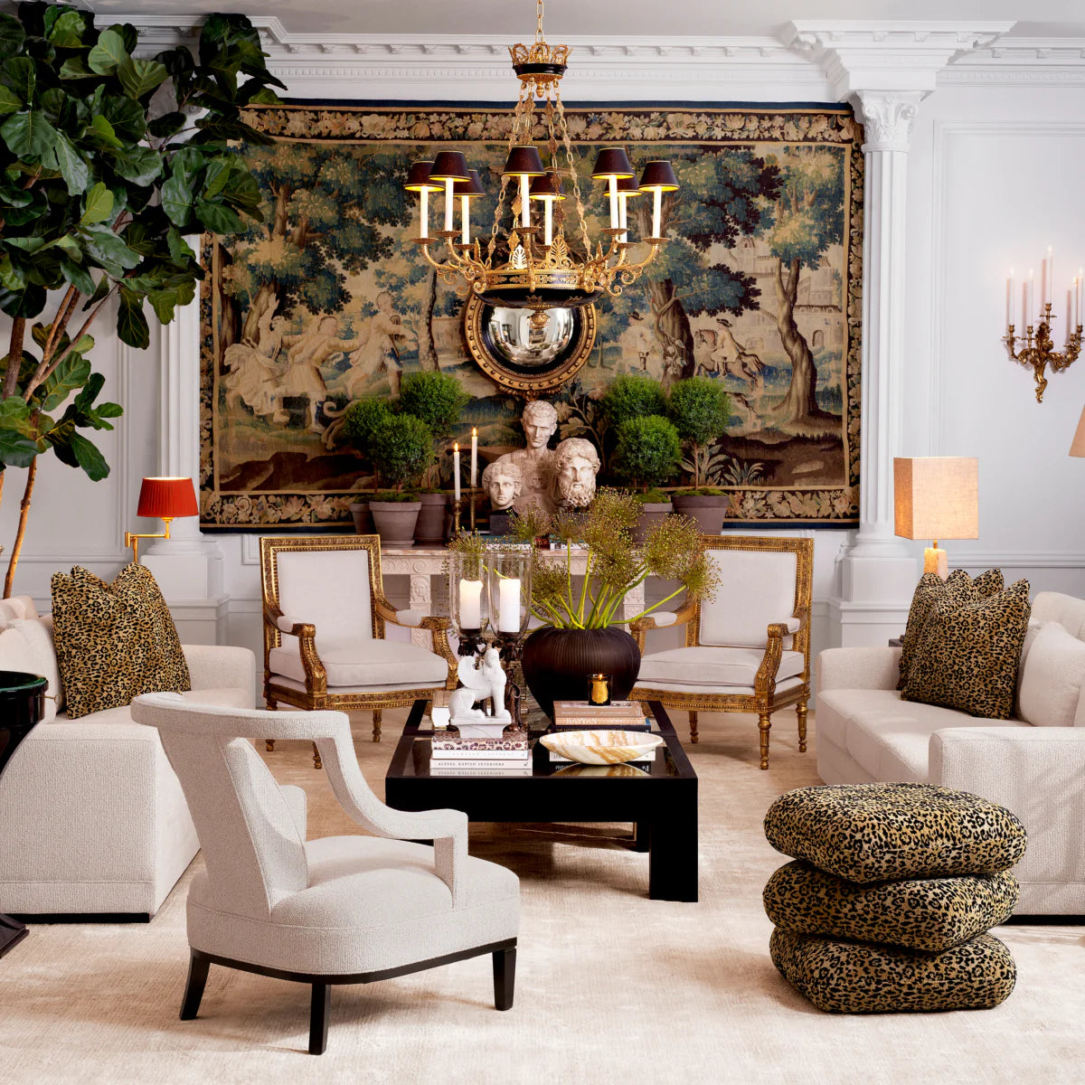 Krēsls Roumier Eichholtz 67/86/85 cm Palmer beige | black legs - N1 Home