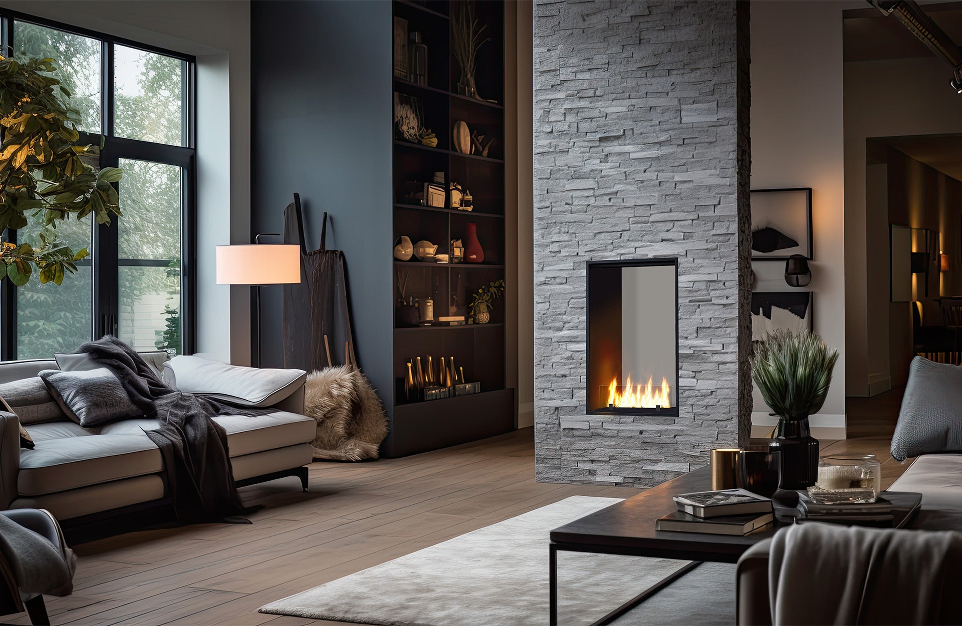 Biokamīns 2Side Slim Vert 63/113/35; 73/143/35; 83/163/35 cm melns - N1 Home