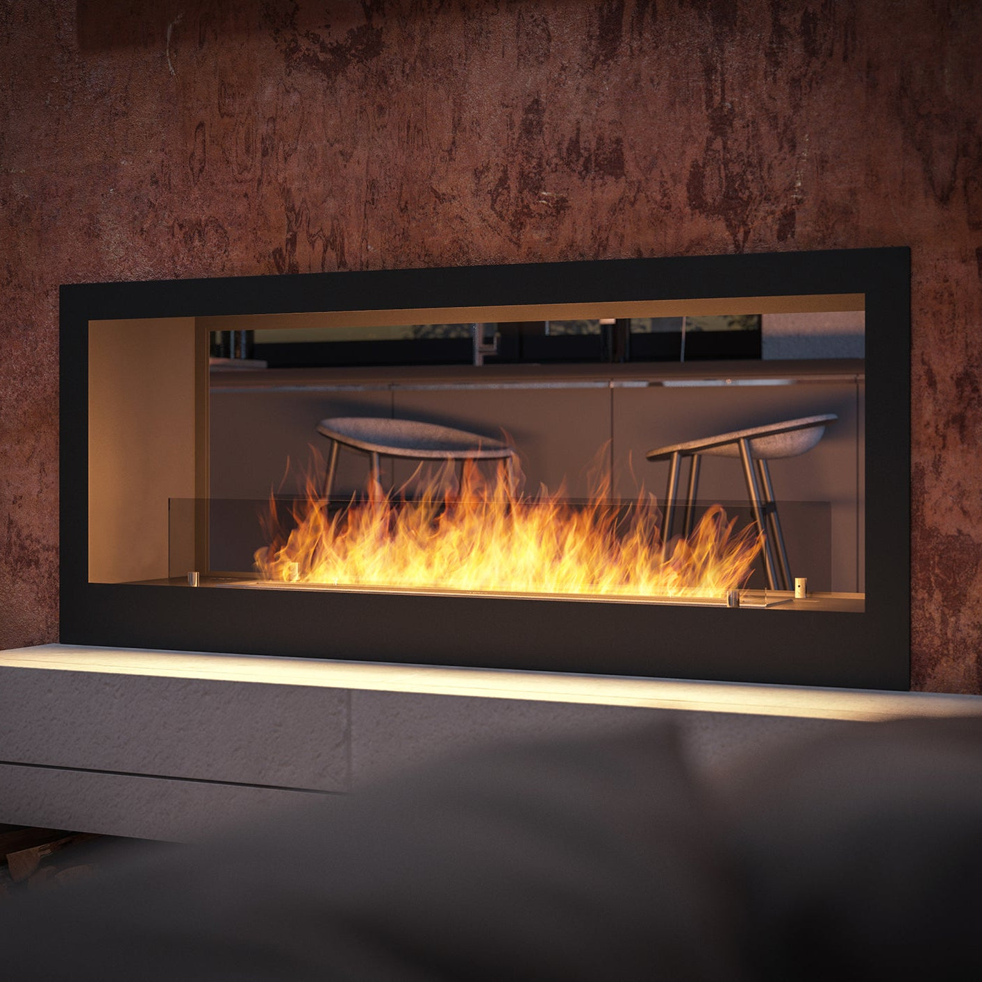 Biokamīns 2Sid 90/50/25; 120/50/25 cm melns - N1 Home