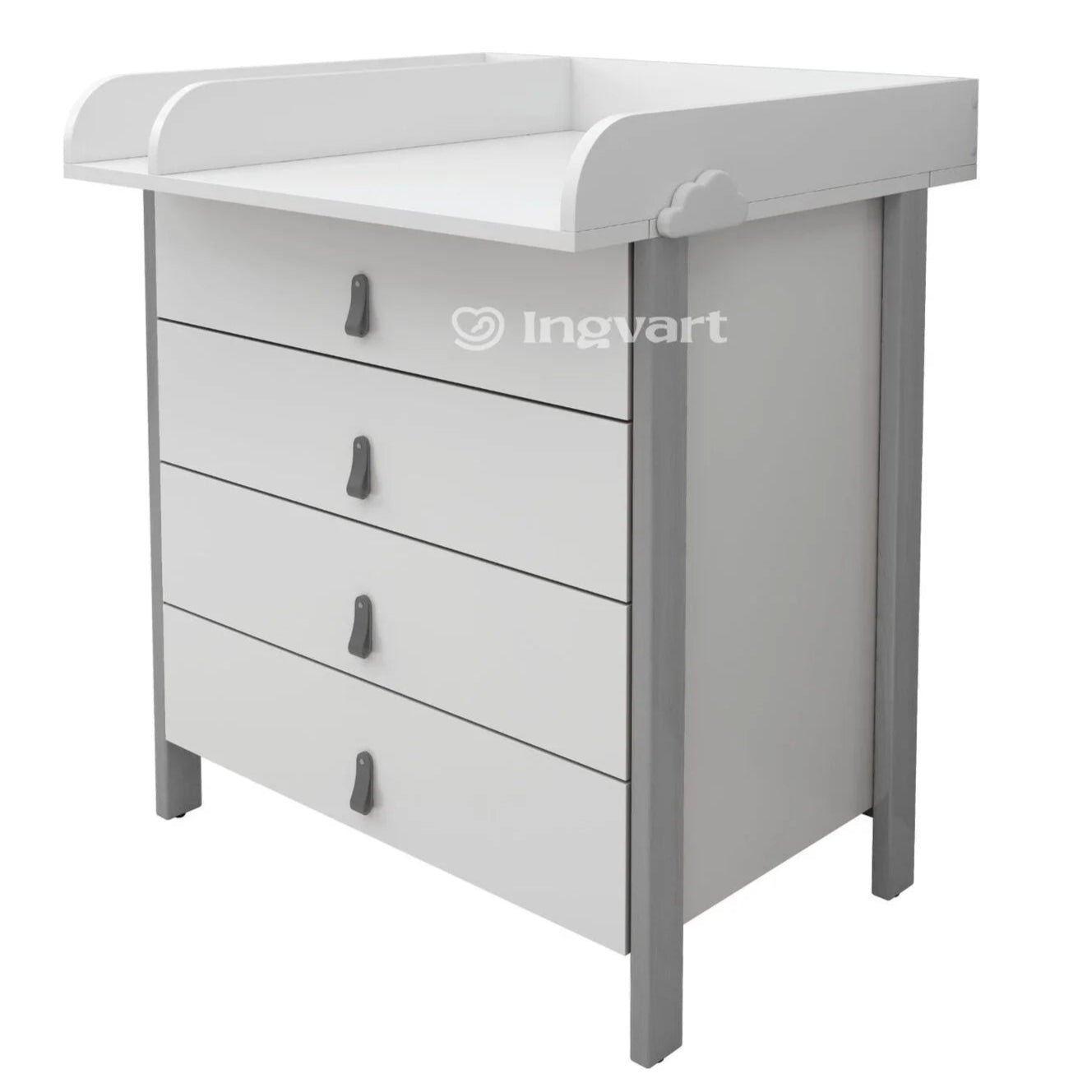 Ingvart Kumode ar Pārtinamo Galdiņu Scandi 82/80/50 cm White+Grey - N1 Home