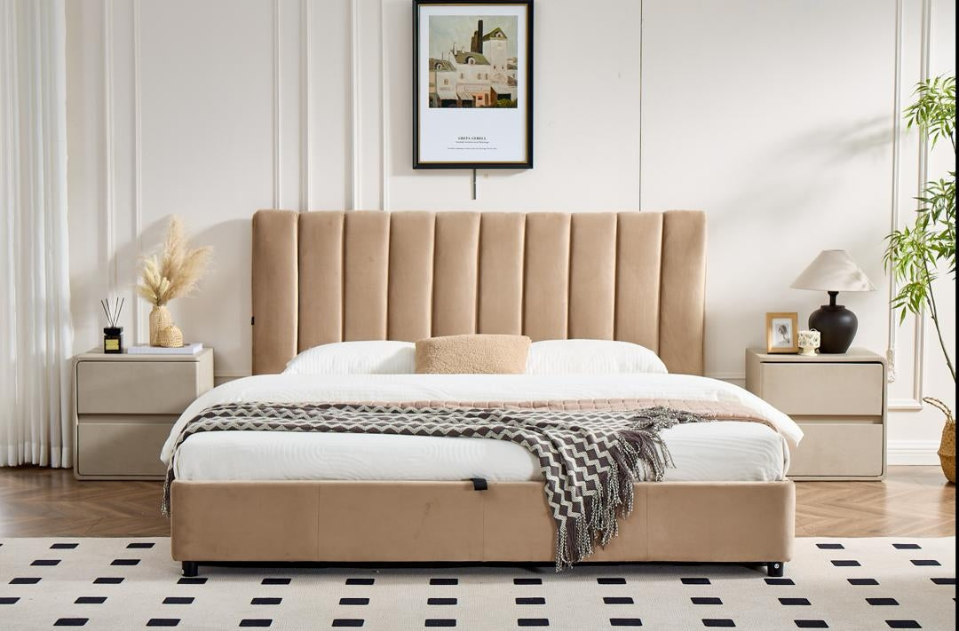 Gulta Milos 140*200,160*200,180*200 cm bēšs - N1 Home