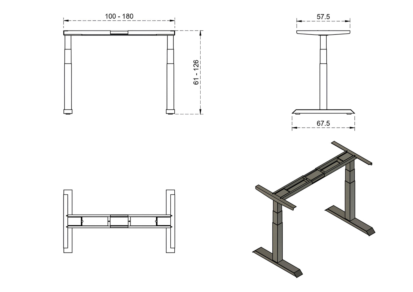 Galds Fino single 140/70 cm melns/valrieksts - N1 Home