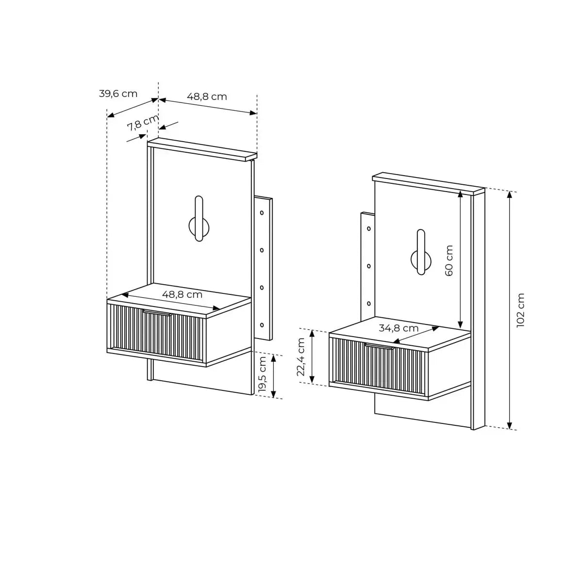 Naktsskapītis Balta 50/102/39 cm baltik ozols/melns - N1 Home