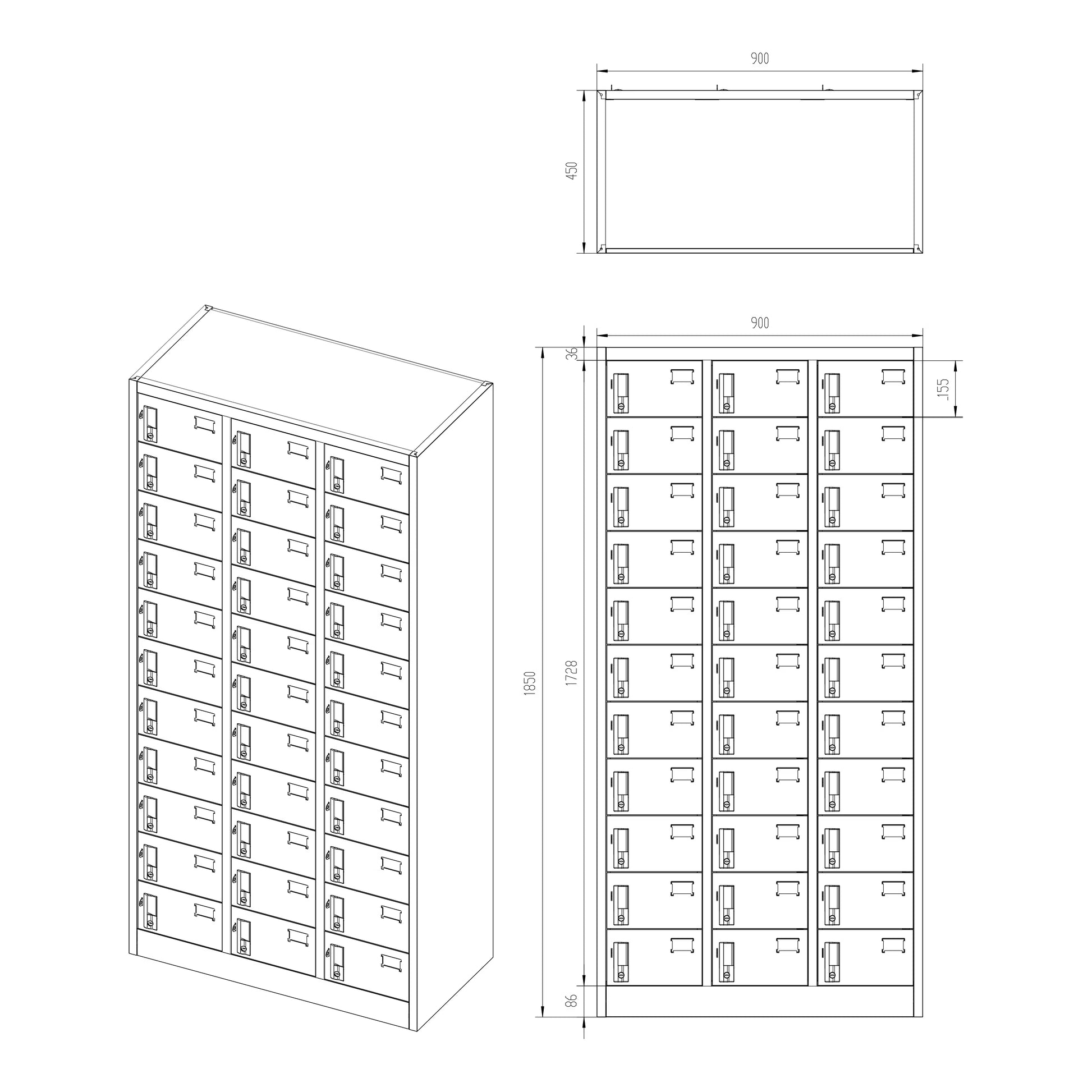 Skapis Oli 90/185/45 cm rieksts/antracīts - N1 Home