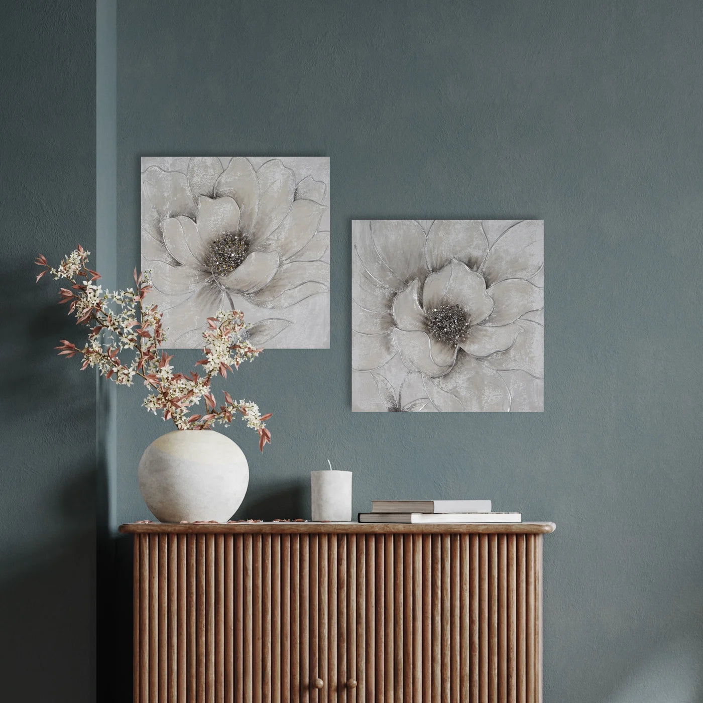 Glezna Flower 50/50 cm pelēks/sudraba - N1 Home