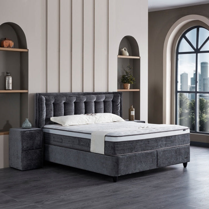 Gulta ar matracis Caro 90;120;140;160;180/200 cm grafits - N1 Home