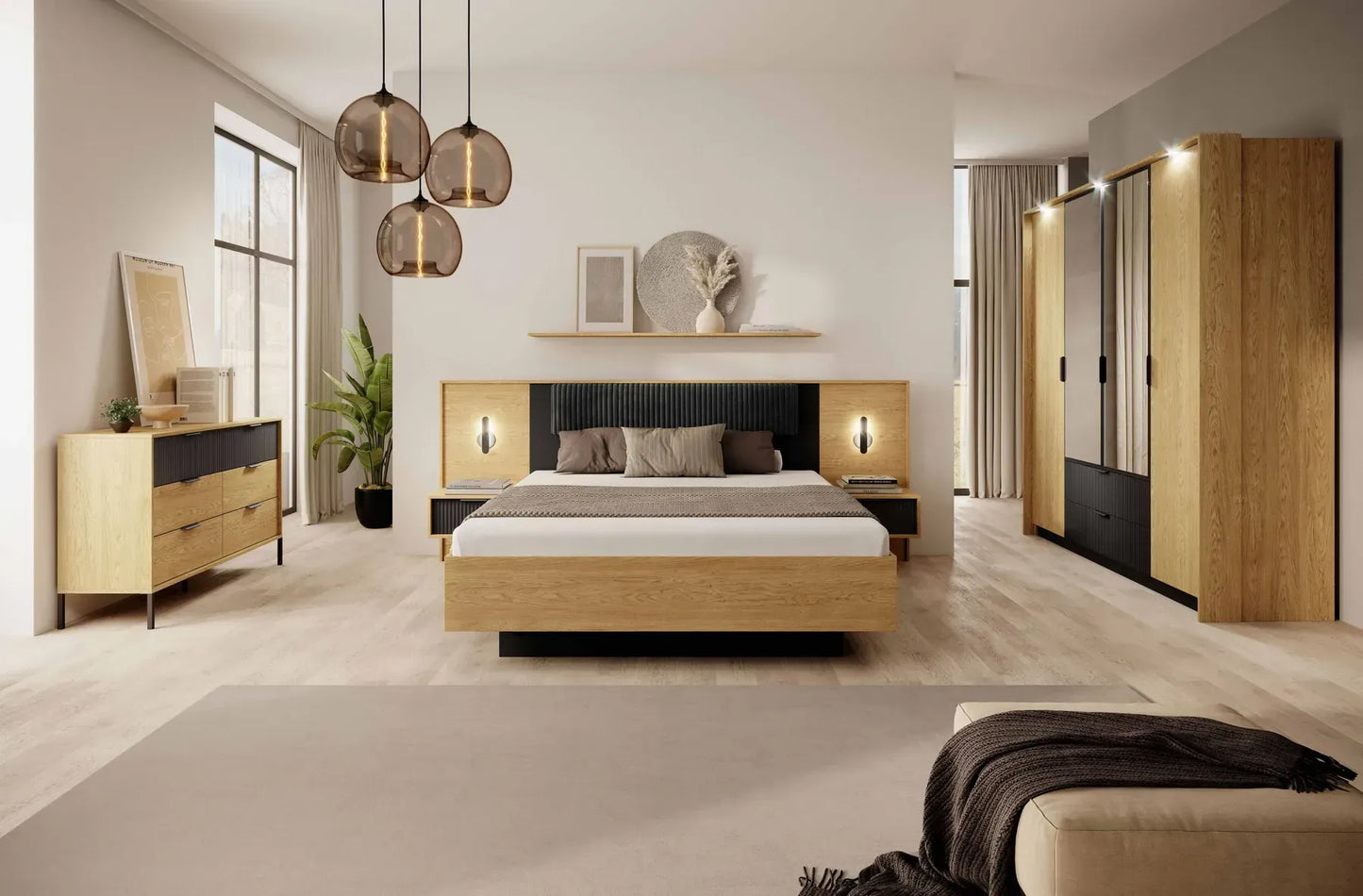 Kumode Balta 137/81/39 cm baltik ozols/melns - N1 Home