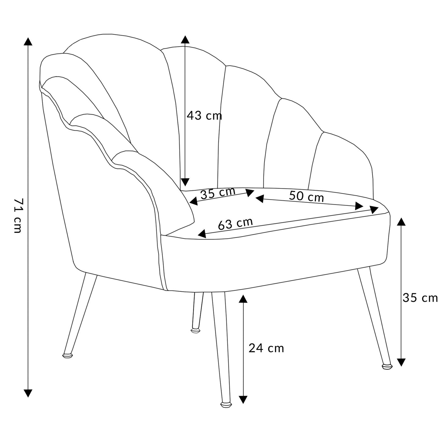 Pelēks samta krēsls ARIEL 65x71x76 cm - N1 Home