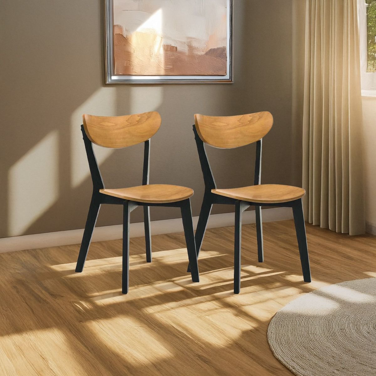 Krēsls Veri 54/46/75 cm melns/dabīgs