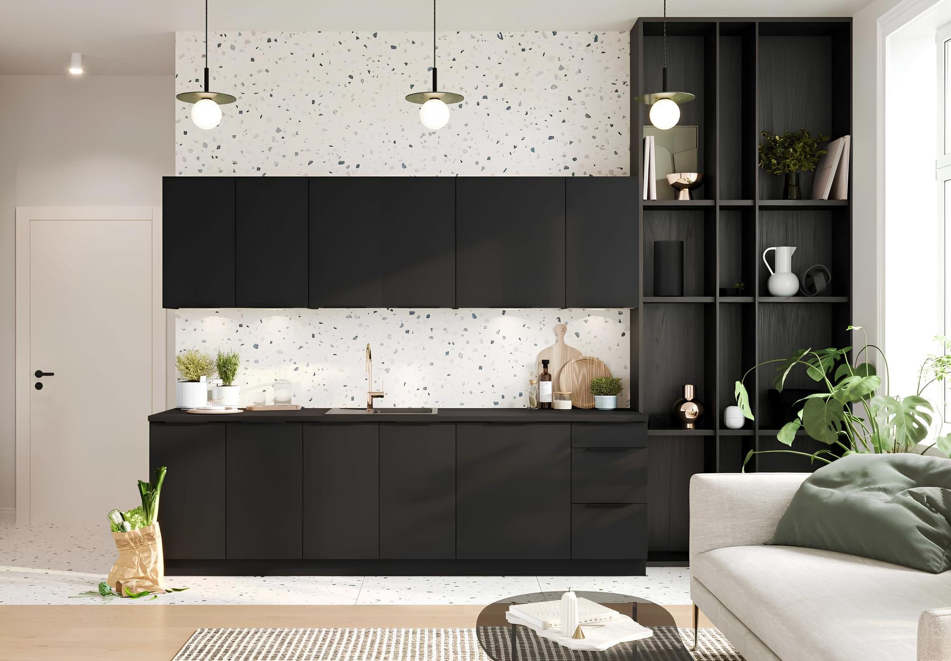 Virtuves zemāks skapis Aldo 100-60/44/60 cm melns - N1 Home