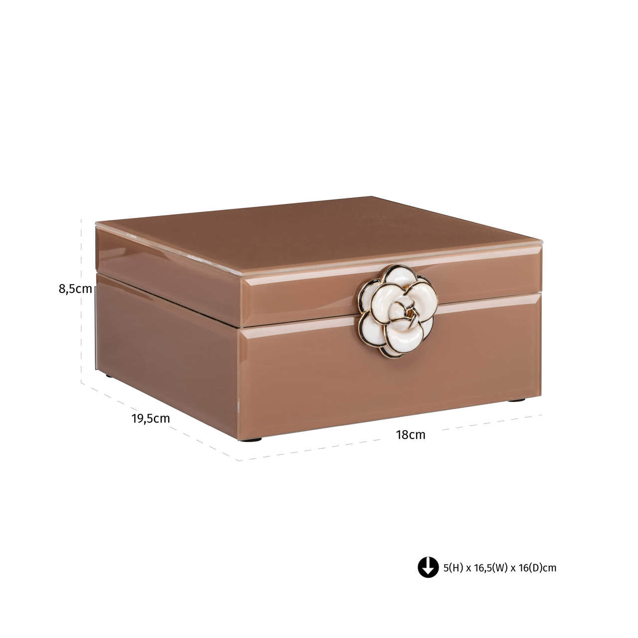 Uzglabāšanas kaste Floral S 8,5/18/19,5 cm brūns