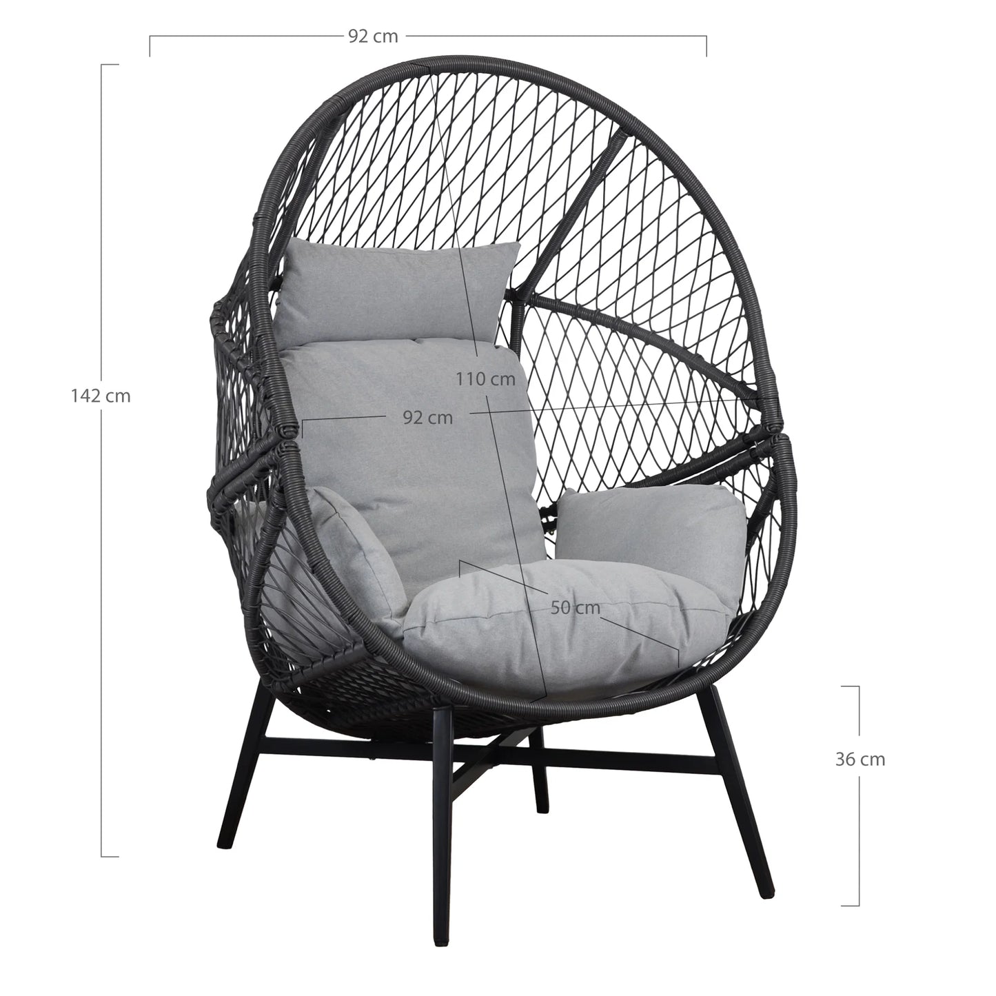 Krēsls Rosart 100/82/144 cm melns