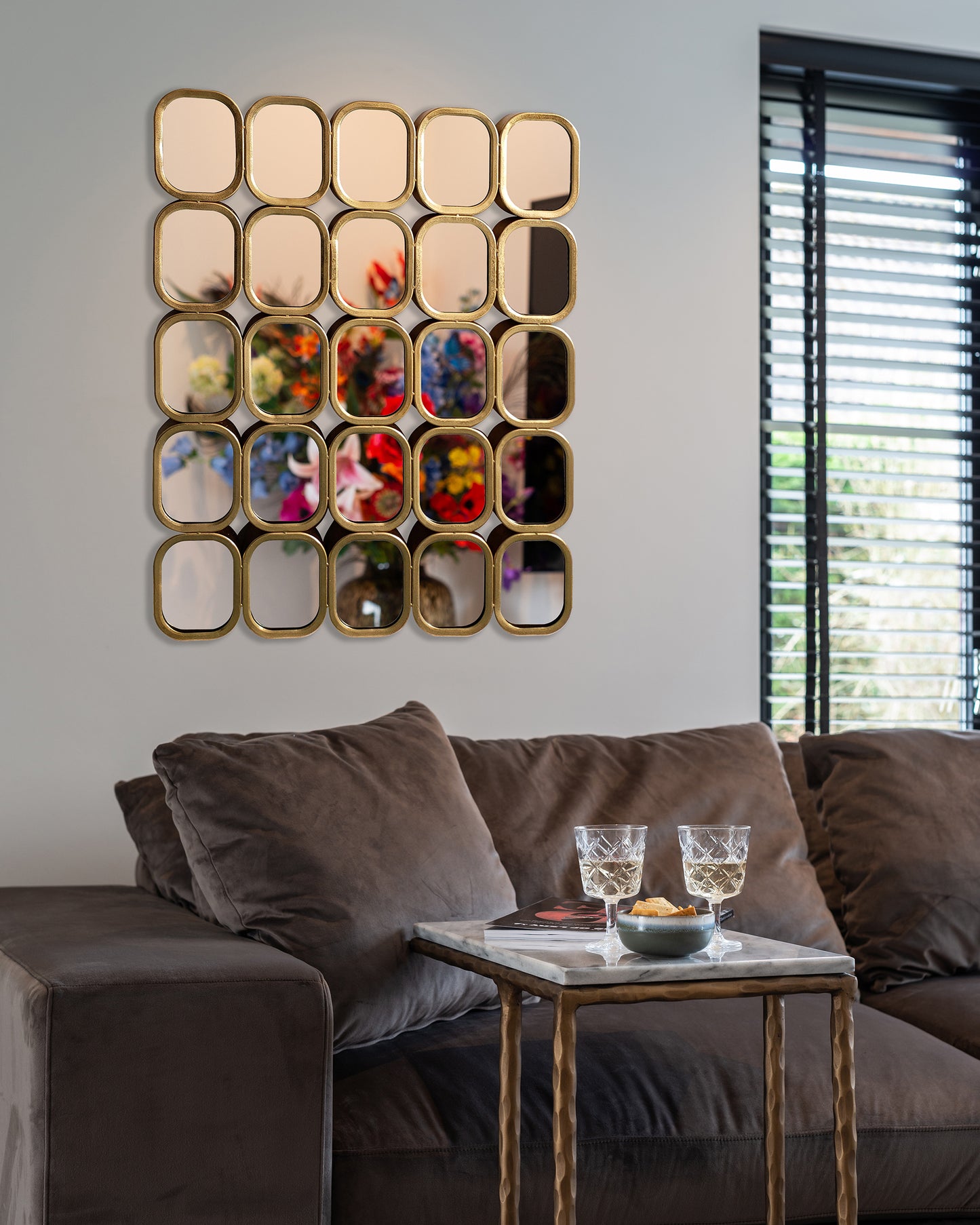 Spogulis Richmond Interiors Marila ar 25 spoguļiem 99/79/4 cm zelts - N1 Home