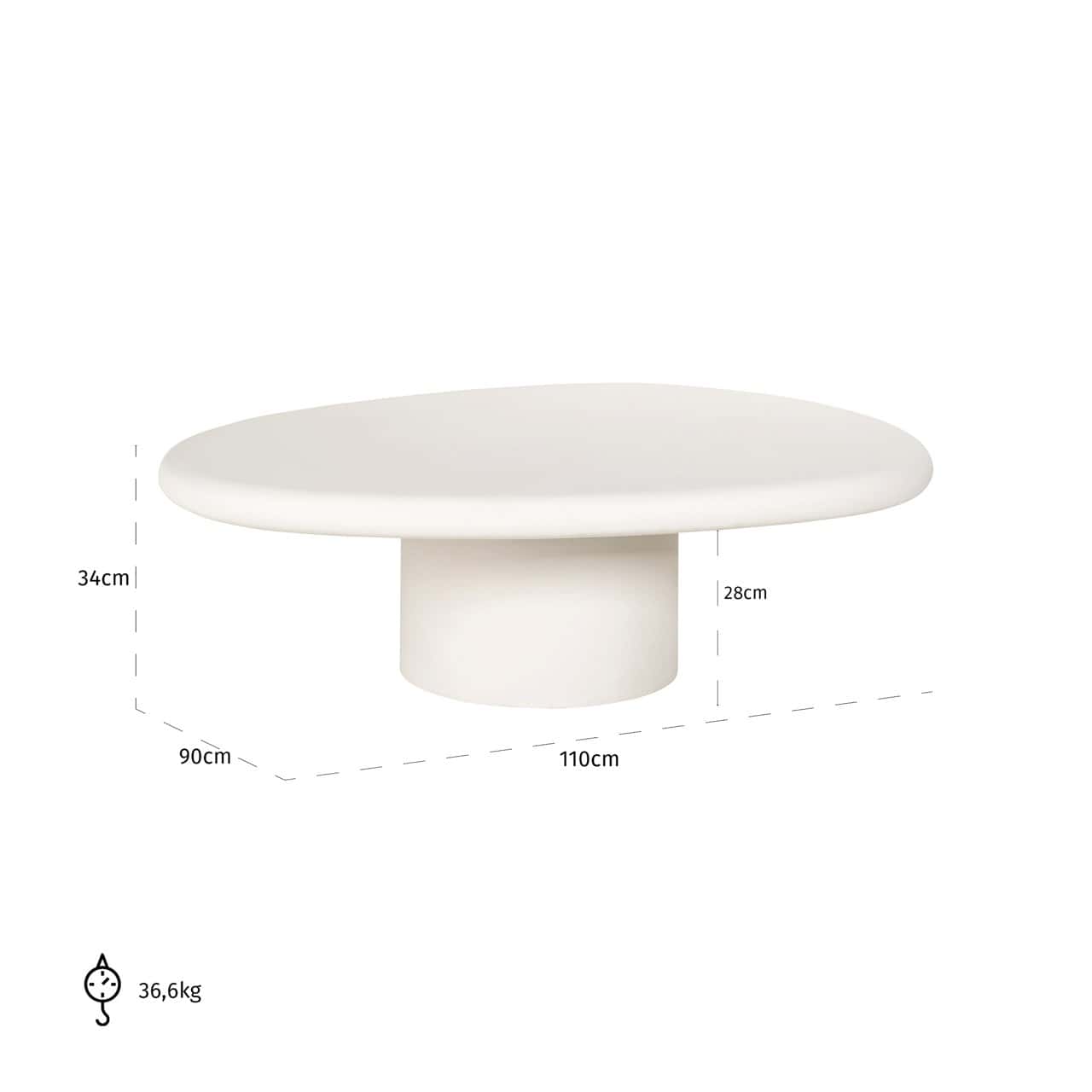 Kafijas galds Bloomstone Richmond Interiors 110/35/90 cm balts - N1 Home