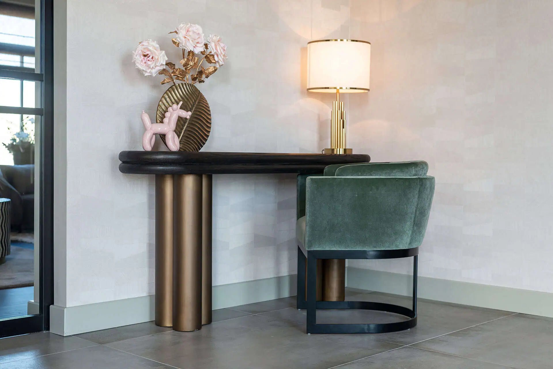 Konsole Makaron Richmond Interiors 85/160/38 cm melns rustikāls - N1 Home