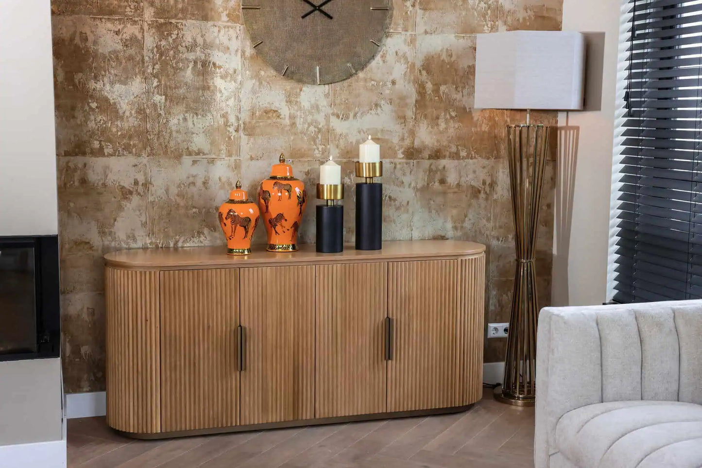 Svečturis Tess small Richmond Interiors 32,5/13,5/13,5 cm melns/zelts - N1 Home