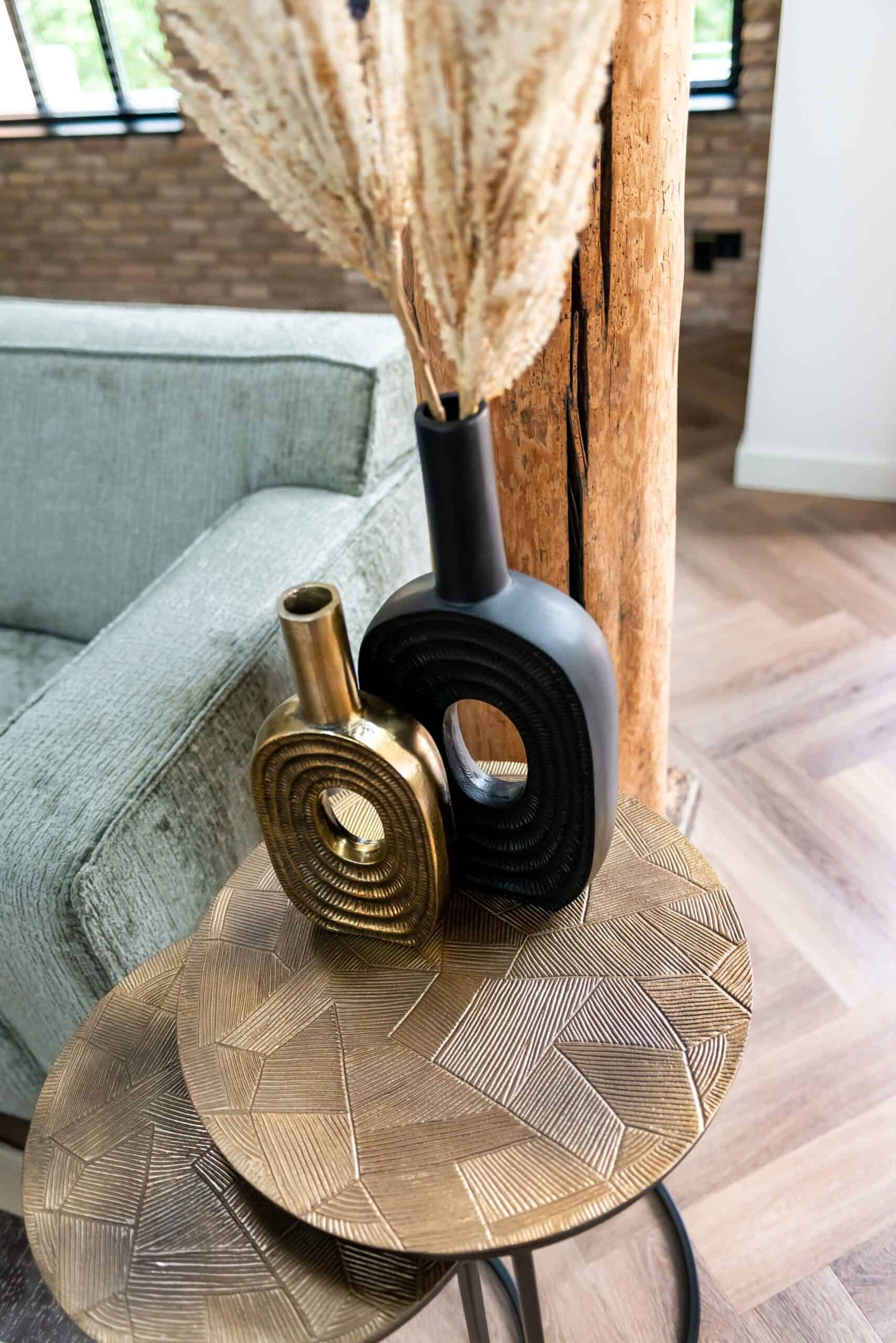 Kafijas galds Tulum (Set of 2) Richmond Interiors 43/60/43 cm brushed gold