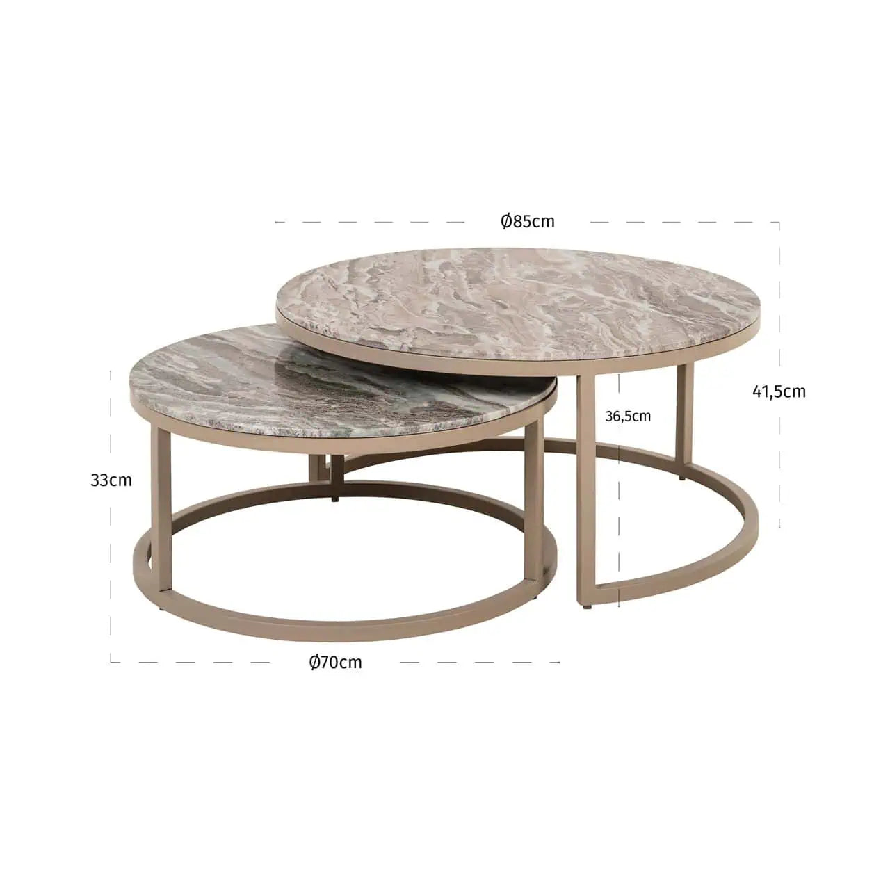 Kafijas galds Coffee table Fairfax stone (Set of 2) Richmond Interiors 40/85; 33/70 cm bēšs - N1 Home