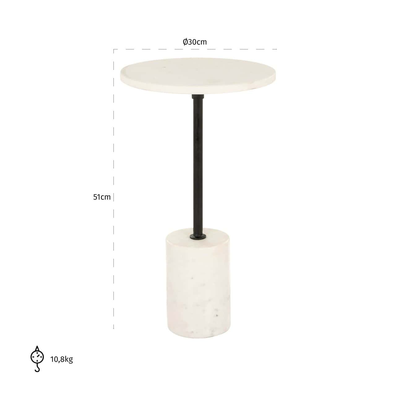 Kafijas galds Misty Richmond Interiors 30/52/30 cm melns/balts