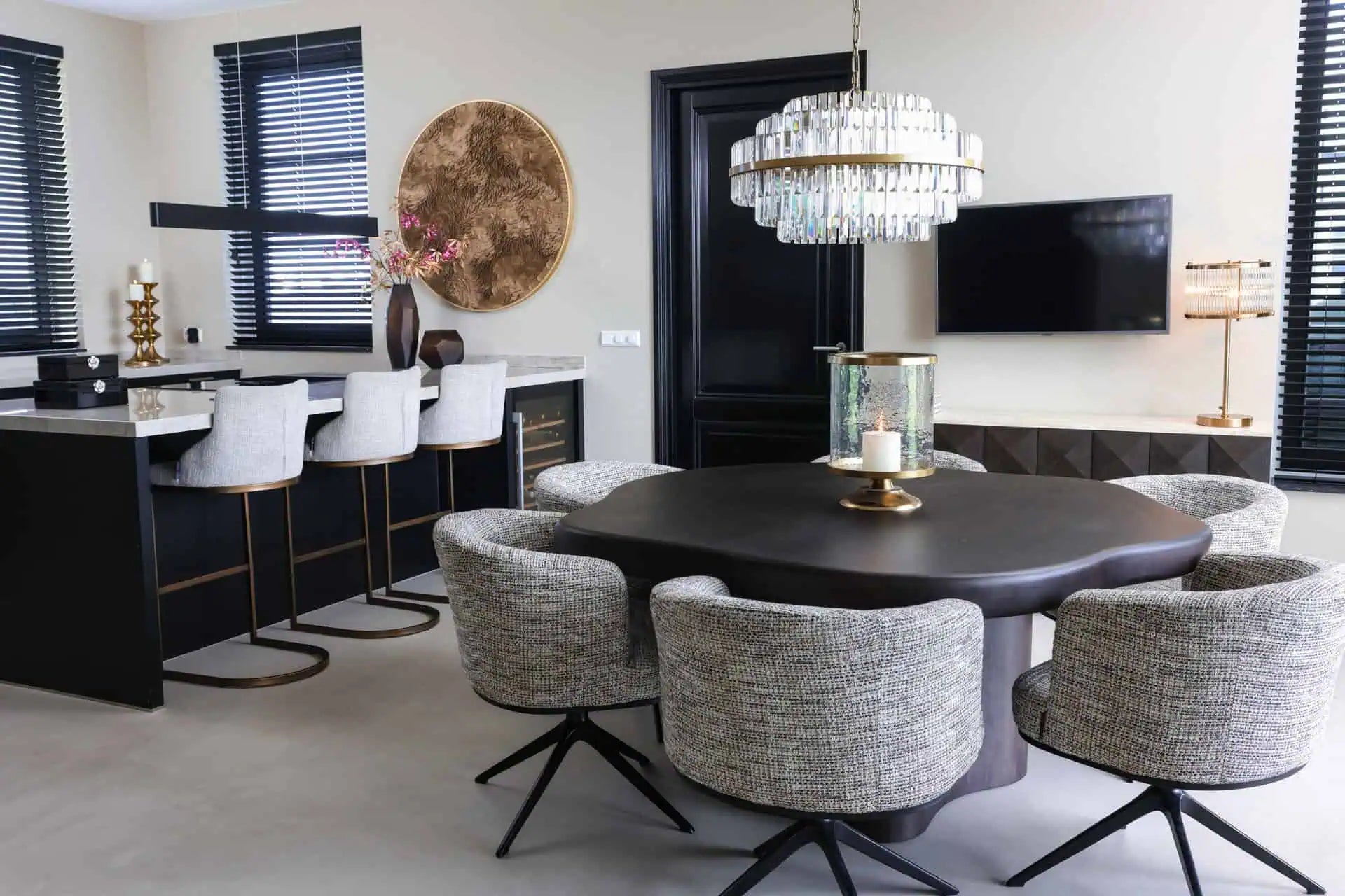 Bāra krēsls Bolton (Set of 2) Richmond Interiors 103/48/48 cm khaki velvet brushed gold - N1 Home