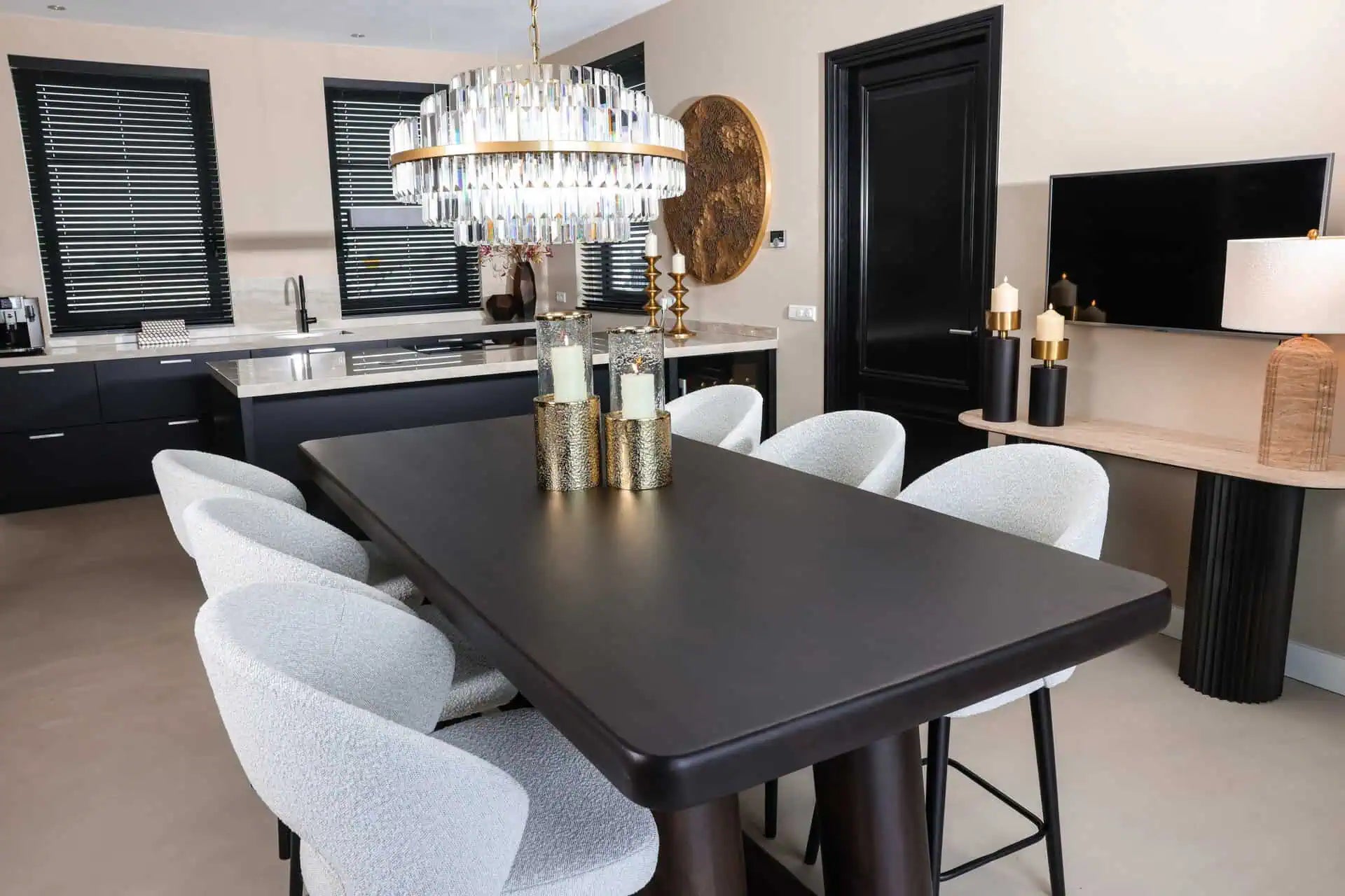 Svečturis Tess large Richmond Interiors 43/13,5/13,5 cm melns/zelts - N1 Home