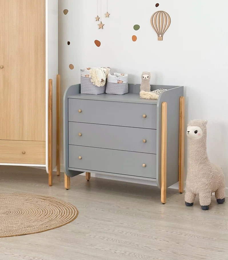 Ingvart Kumode ar Pārtinamo Galdiņu Nika 84/93/43 cm Grey/Natural - N1 Home