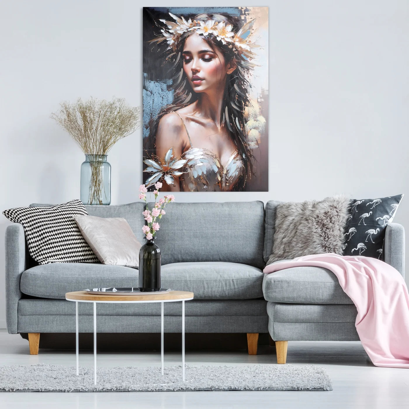 Glezna uz audekla ar rokām gleznots sievietes portrets Odri S 80/120 cm - N1 Home