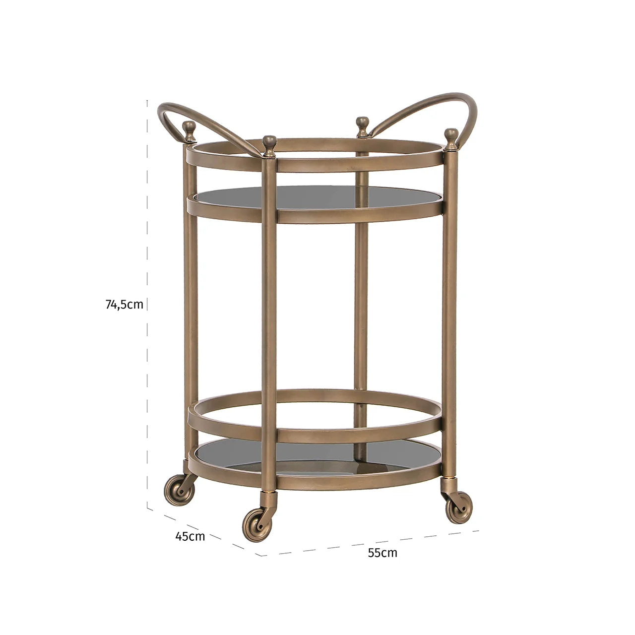 Ratiņi Hendricks misiņš Richmond Interiors 74/55/45 cm birstēts zelts - N1 Home