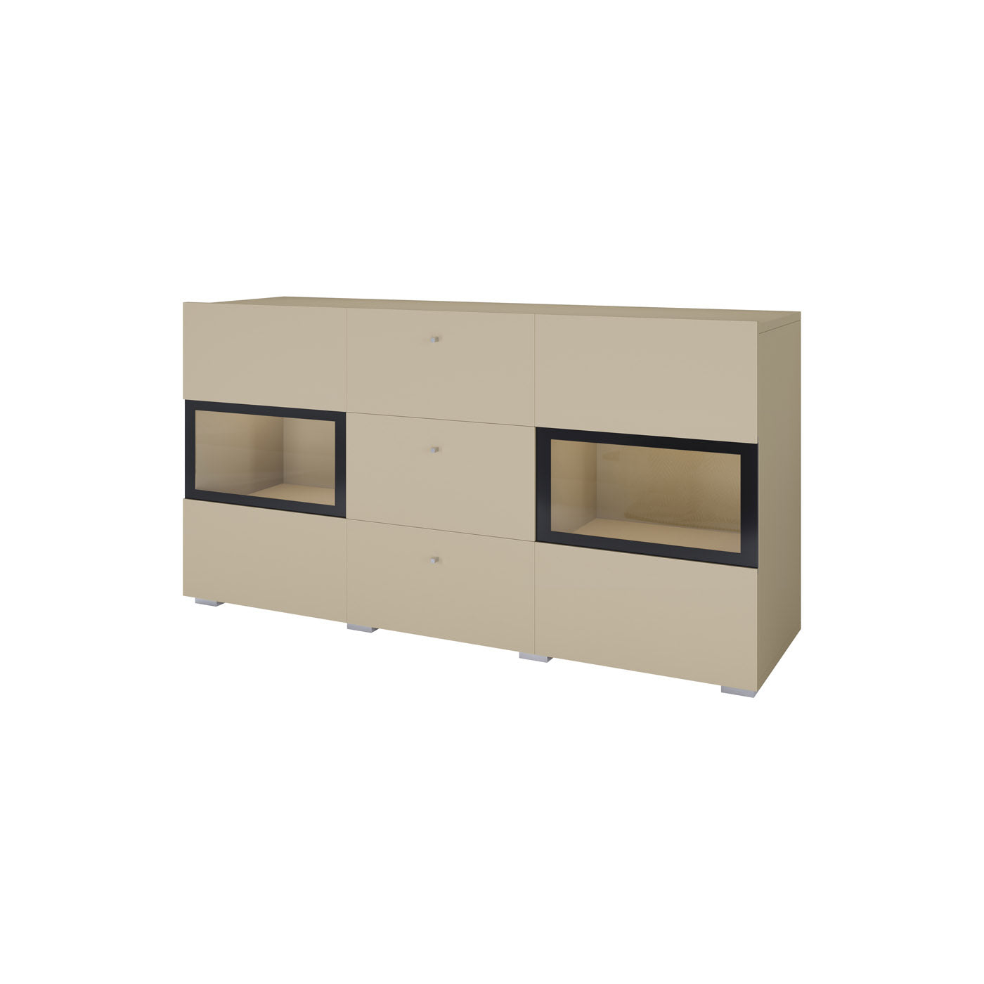 Kumode Barots 132/39/70 cm gaiši bēšs/melns - N1 Home
