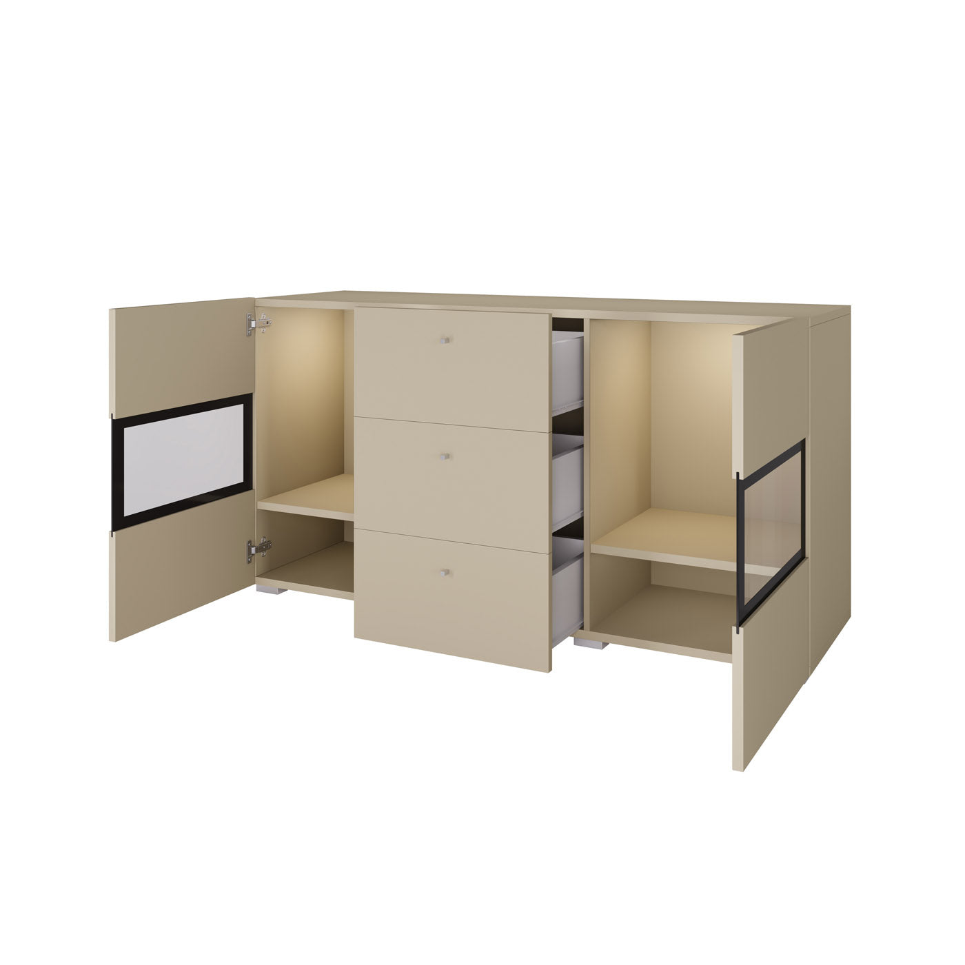 Kumode Barots 132/39/70 cm gaiši bēšs/melns - N1 Home