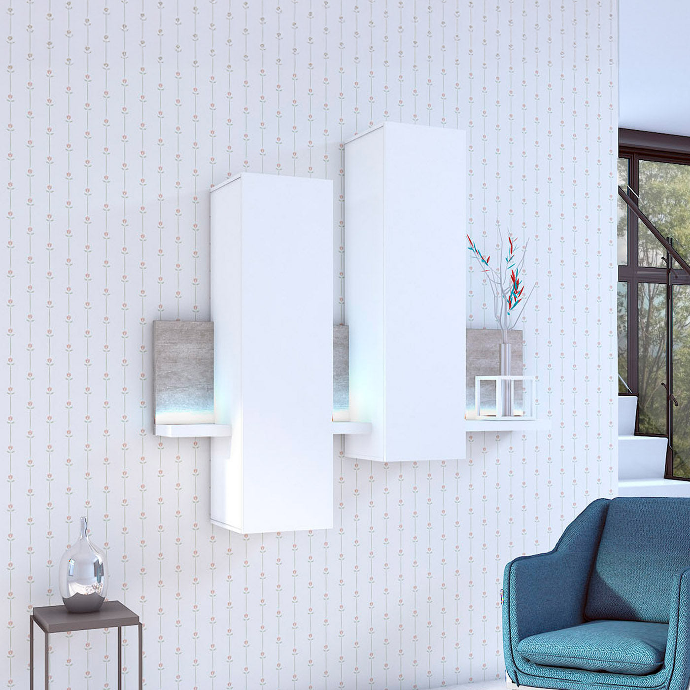 Skapis Botas 152/235/142 cm balts/betons Kolorādo